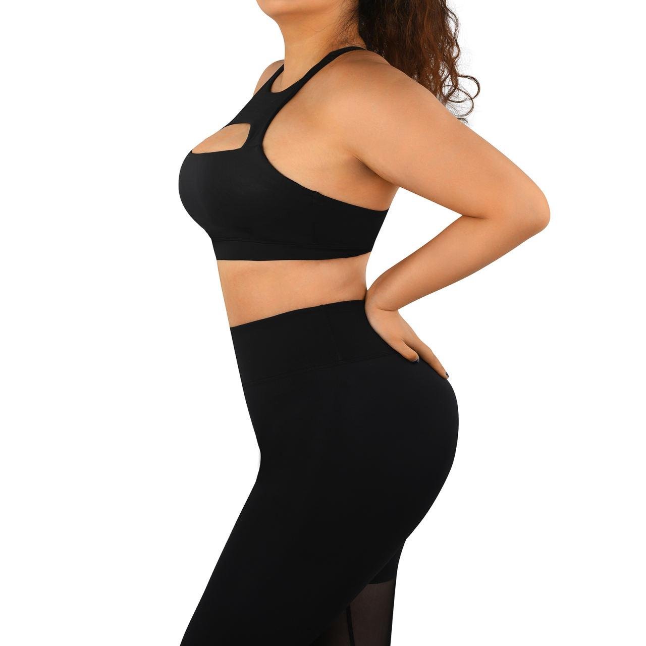 Semi - Sheer Cut Out Active Wear Gym Fitness Two Piece Set - Eciira